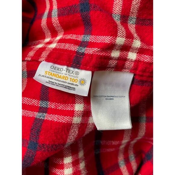 Lands' End Size Large Men's 100% Cotton Red Plaid Flannel Shirt Long Sleeve - Picture 5 of 5